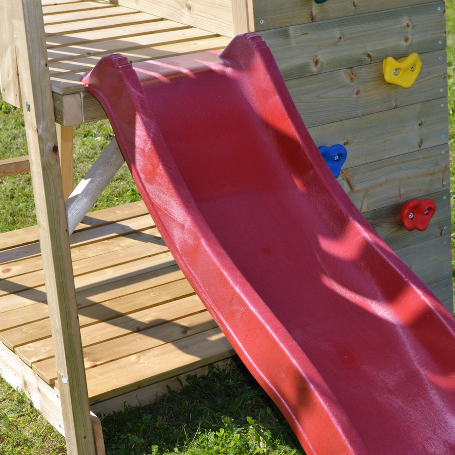 Wendi Toys Kinderspielturm Salamander aus Holz mit Rutsche, Kletterwand und 2 Schaukeln in Natur/Braun, B/H/T: 340 x 270 x 290 cm - Bild 5