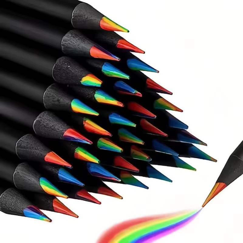 10er Set kissbuty Regenbogen Bleistifte aus Holz mit 7 Farben und Graphit in Multicolour - Bild 3