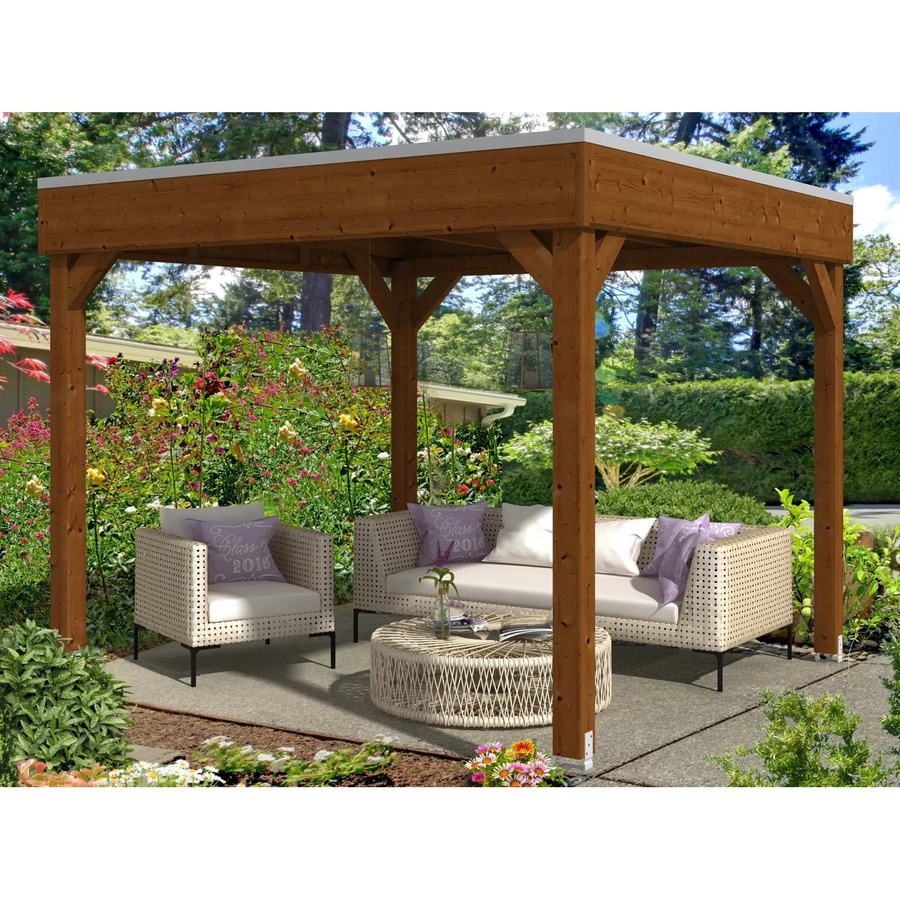 Skan Holz Pavillon Toulouse aus Fichtenholz in Nussbaum-Optik, braun, B/T/H: 294 x 294 x 244 cm - Bild 2