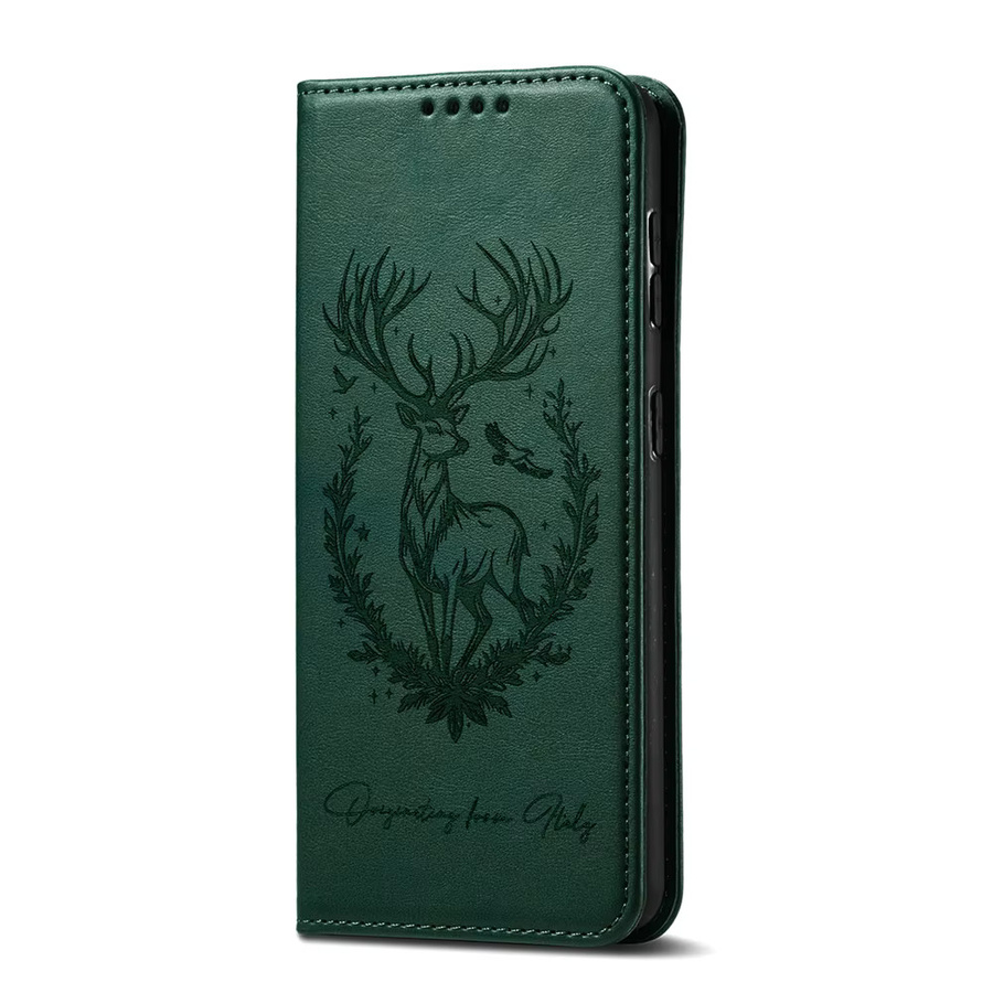 Magnetische Leder-Brieftaschenhülle mit 3D-Hirsch-Design für Huawei Honor Pro Lite und GT Modelle in Schwarz mit Ständerfunktion - Bild 1