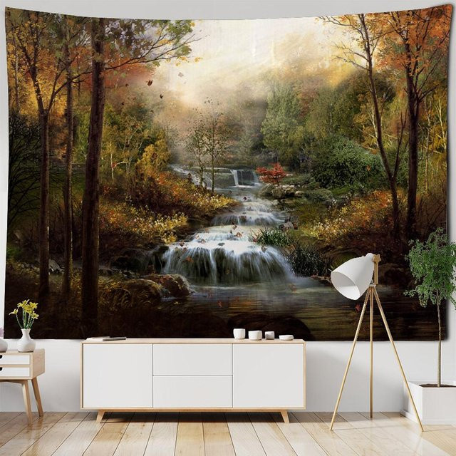 Wandteppich mit Naturlandschaft im Herbstdesign von JMG Household Supplies, Wanddekoration aus Textil, Mehrfarbig, Breite: 70 cm, Höhe: 100 cm - Bild 1