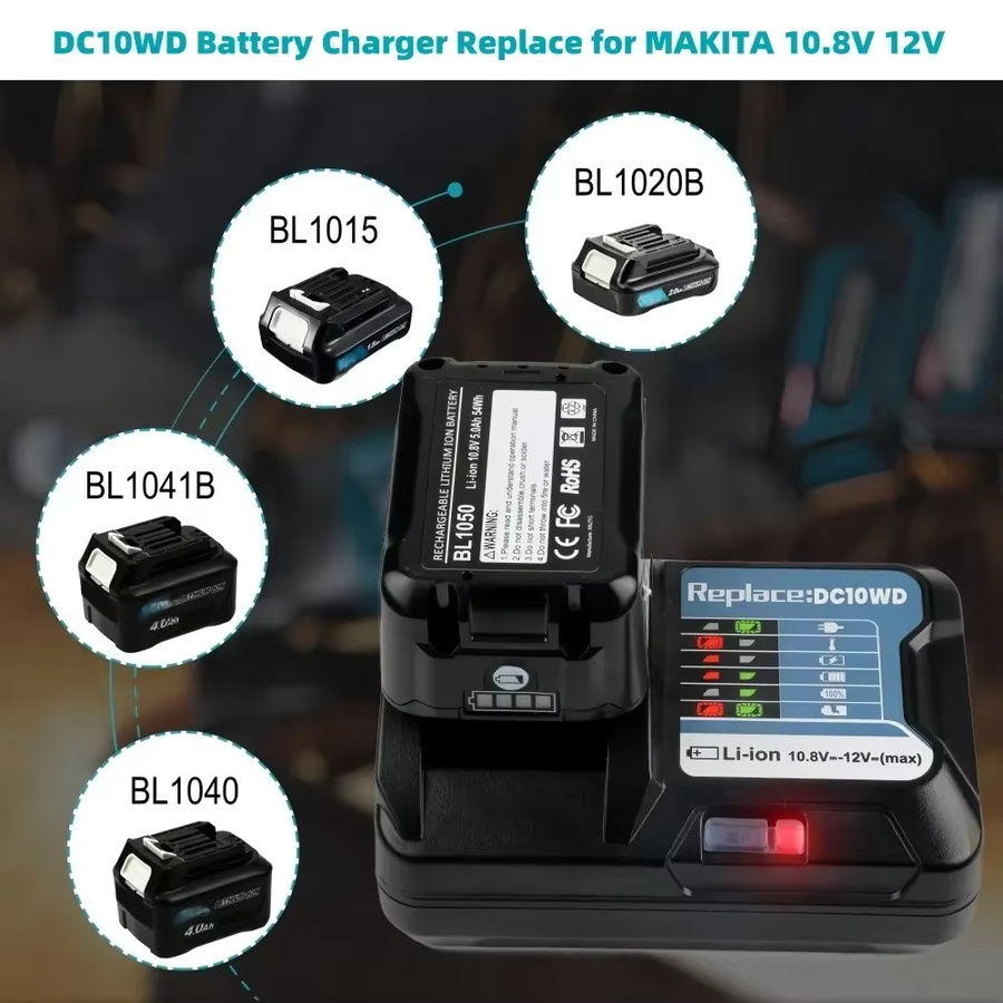 Makita 12V Lithium-Ionen Ersatzbatterie 6Ah in Schwarz für Elektrowerkzeuge wie Bohrmaschinen L1016 BL1021B BL1041B - Bild 1