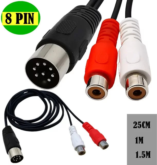 BSN DIN 8 Pin auf 2 RCA Audio Adapter Kabel für Musikinstrumente und Audioausrüstung - Bild 1