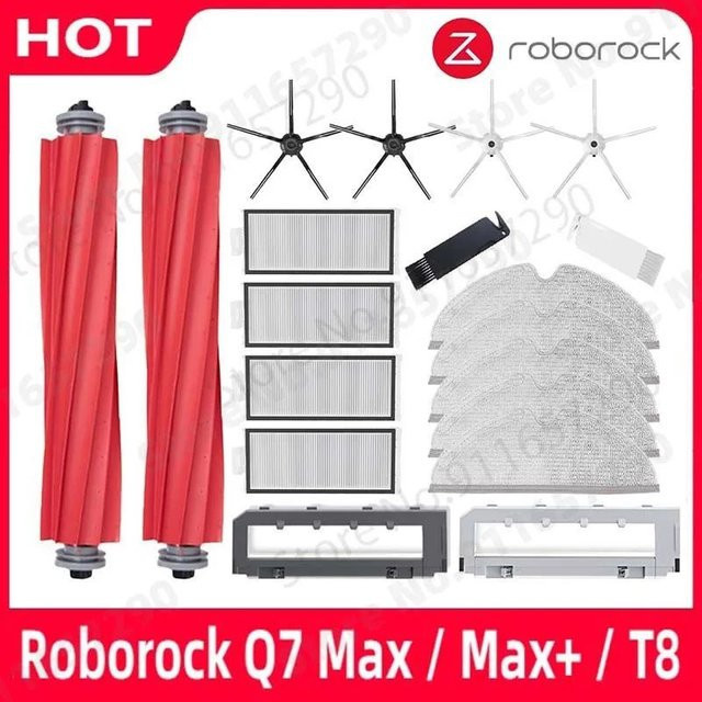 Roborock Q7 Max+ T8 Ersatzteil-Set mit Hauptbürste, Seitenbürste, HEPA-Filter und Wischlappen-Abdeckung - Bild 1
