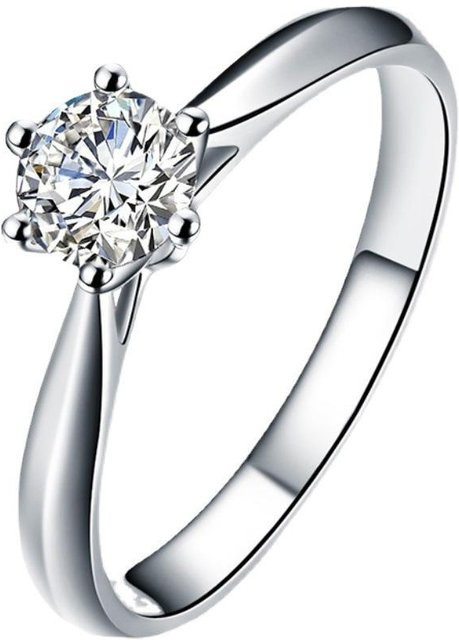 Wucifang Jewelry Solitär-Ehering 18 Karat Weißgold, 2,0 Karat Zirkonia, Damen - Bild 1