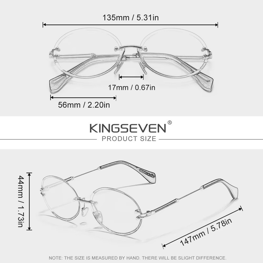 KINGSEVEN Sonnenbrille Damen, randlos, oval, Metall, Verlaufsglas - Bild 2
