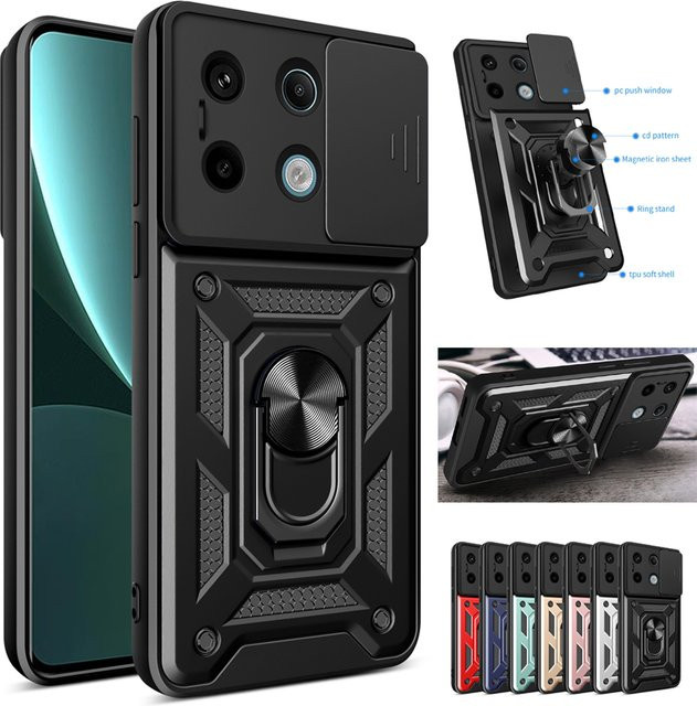 Xiaomi Kamera Objektiv Schutzring für Redmi Note 14 13 12 11 10 9 Pro Plus 11s 12s 4G 5G in Schwarz mit Military Grade Stoßstangen Rüstung - Bild 1