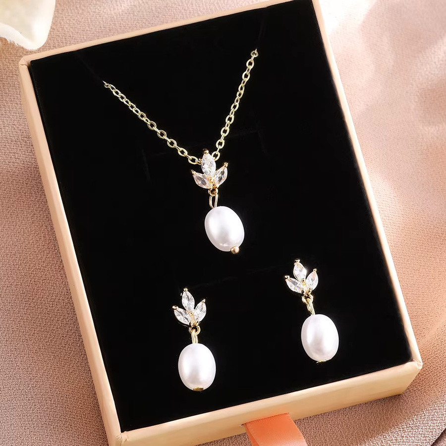 ZAKOL Schmuck-Set, Ohrringe & Halskette, Zirkonia, Perle, Damen - Bild 2