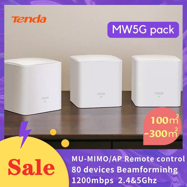 Tenda MW5G AC1200 Dual-Band Mesh WiFi Router in Weiß mit 2,4 & 5 GHz und Gigabit-Anschluss - Bild 1