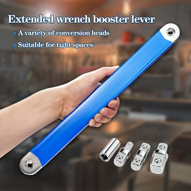 Verstellbarer Ratschenverlängerungsschlüssel aus Stahl mit zwei Köpfen und ergonomischem Griff in Blau - Bild 1
