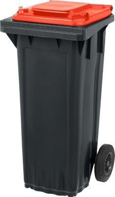 SSI Schäfer Mülltonne PRO 80 WAVE fahrbar rot/schwarz 80 l - Bild 1
