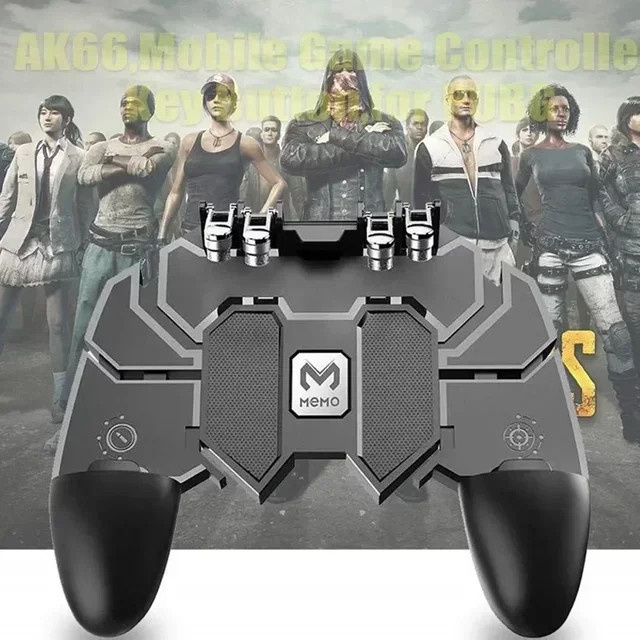 MEMO AK66 Handy 6 Finger Gamepad Joystick Controller für PUBG und Shooter, Schwarz, Universal für iPhone und Android - Bild 1