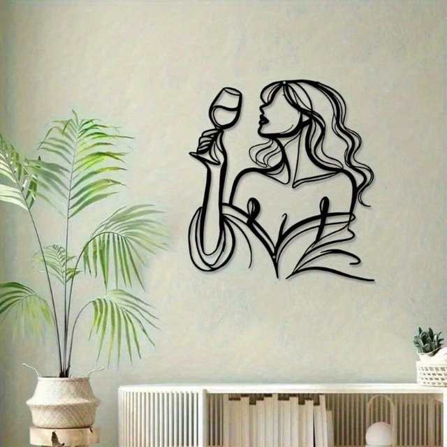 Langhaarige Lady&Raised Wandskulptur von CIFBUY aus Glas und Metall in Schwarz - Bild 1