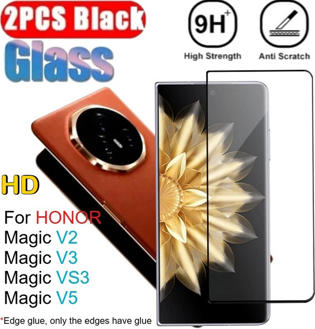3D Gebogene Schutzfolie aus gehärtetem Glas für Honor Magic V5 V3 V2 VS3 2 V, Transparent, 9H Kratzfest und HD Klarheit - Bild 1