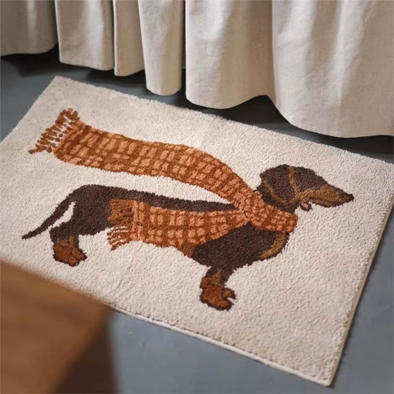 VIKAMA Plüsch Teppich im Wurst-Hund-Design, rutschfeste Bodenmatte für Badezimmer, Wohnzimmer oder Schlafzimmer, B/T: 60 x 40 cm - Bild 2
