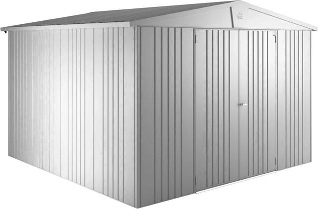 Biohort Gerätehaus Europa Gr. 7 aus Metall in Silber Metallic mit Satteldach und Doppelflügeldrehtür, B/T/H: 316 x 300 x 209 cm - Bild 1