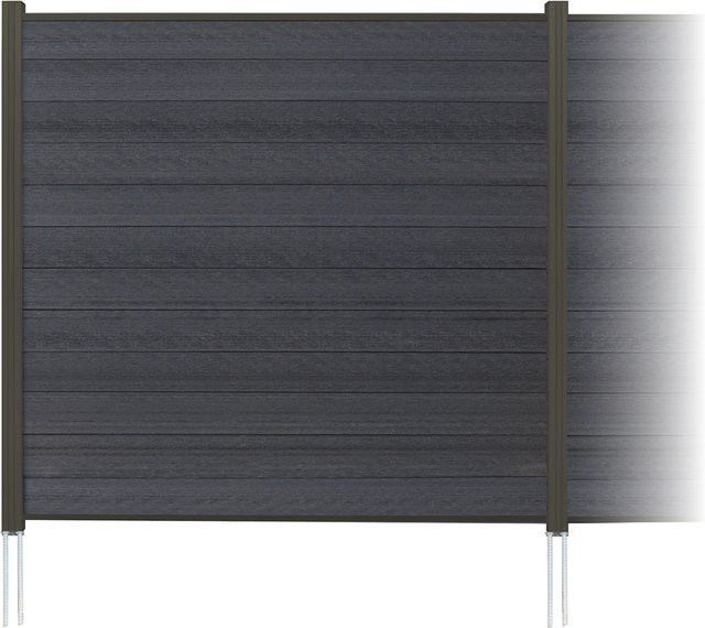 ELEPHANT Zaunset Siena Line Sichtschutz Set in Anthrazit mit Pfosten und Zubehör zum Einbetonieren, 10er Pack, Höhe: 180 cm, Breite: 939 cm, Breite der Zaunbretter: 14 cm - Bild 1