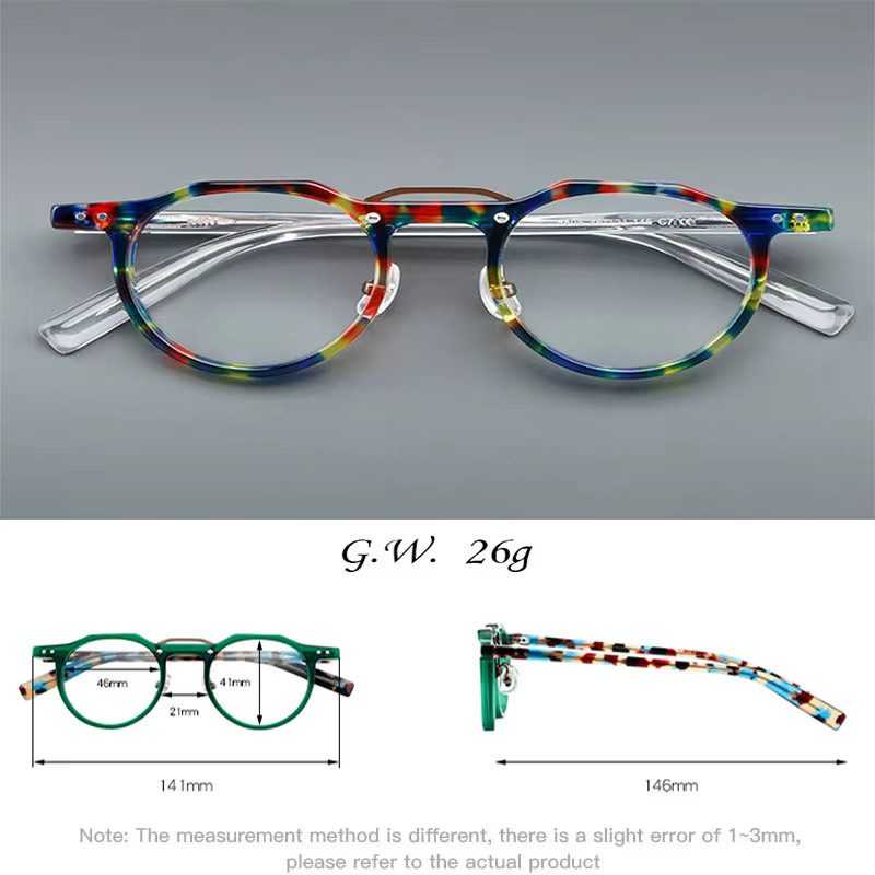 KSVEREN Lesebrille, Acetat, Rund, Vollrand, Transparent, Unisex - Bild 3