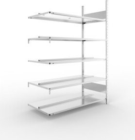 Meta Büro-Anbauregal S3 COMPACT verzinkt, silber, B/T/H: 125,0 x 60,0 x 185,0 cm, doppelseitig mit 5 Böden - Bild 1