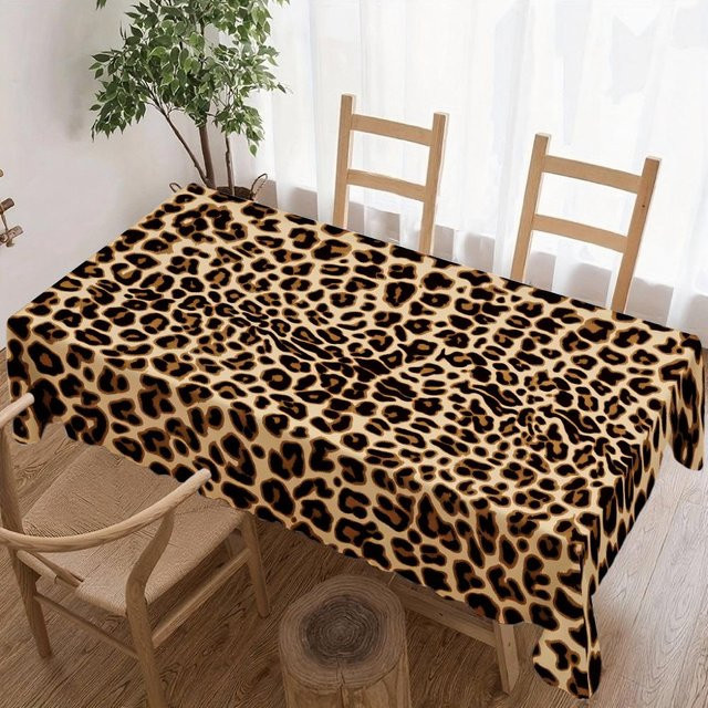 Wasserdichte Tischdecke mit Leopardenmuster von JINGYUE Pet, rechteckig, Mehrfarbig, B/T: 140 x 140 cm - Bild 1