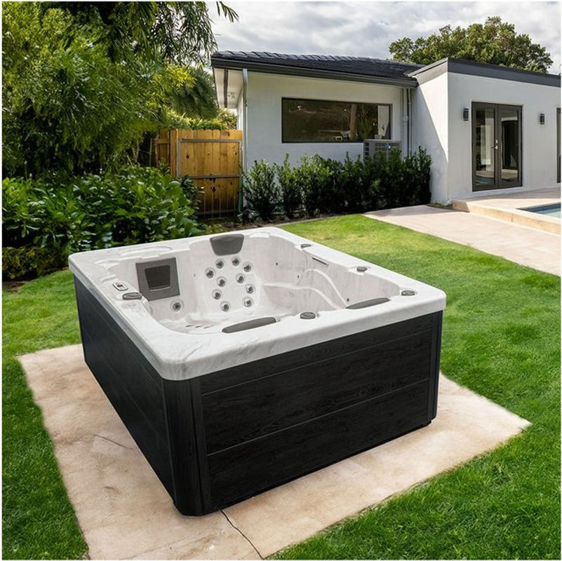 Home Deluxe Outdoor Whirlpool White Marble Pure in Weiß mit Marmor-Optik für 3 Personen B/T: 210 x 160 cm - Bild 1