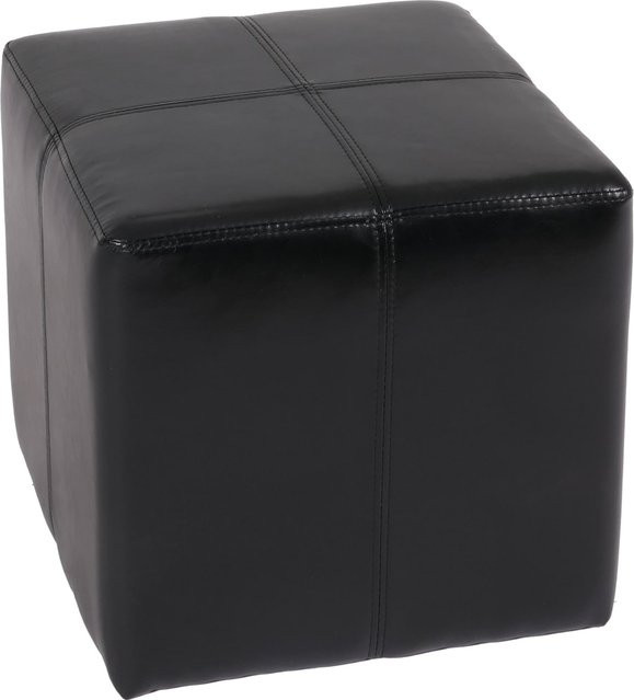 Sitzhocker Carrara von MCW in Schwarz aus Leder und Kunstleder, B/T/H: 36 x 36 x 36 cm - Bild 1