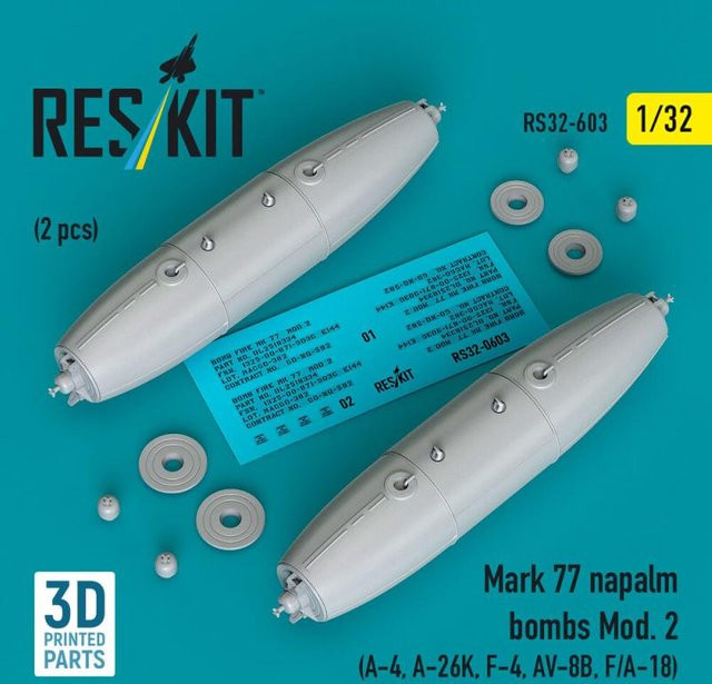 ResKit Models Mark 77 Napalm Bombs Mod.2, 2-teiliges Set, 3D Printed - Bild 1