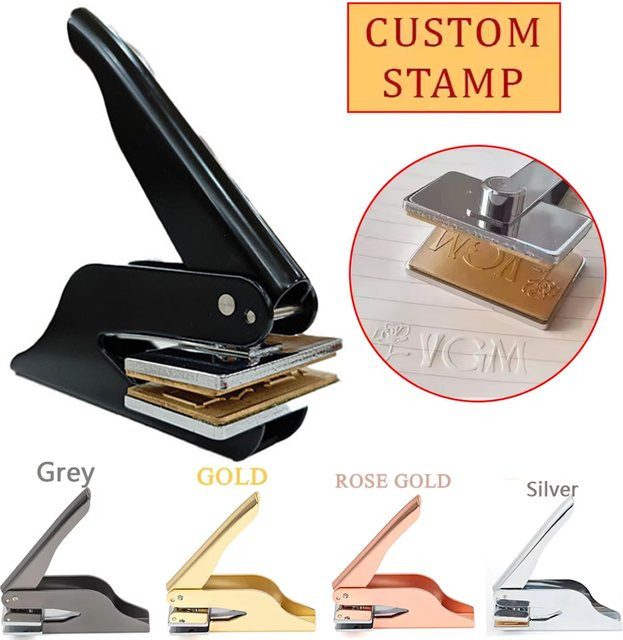 Personalisierter rechteckiger Logo-Design-Stempel aus Metall in Schwarz zur Sonderanfertigung als Monogramm- oder Hochzeitsstempel - Bild 1