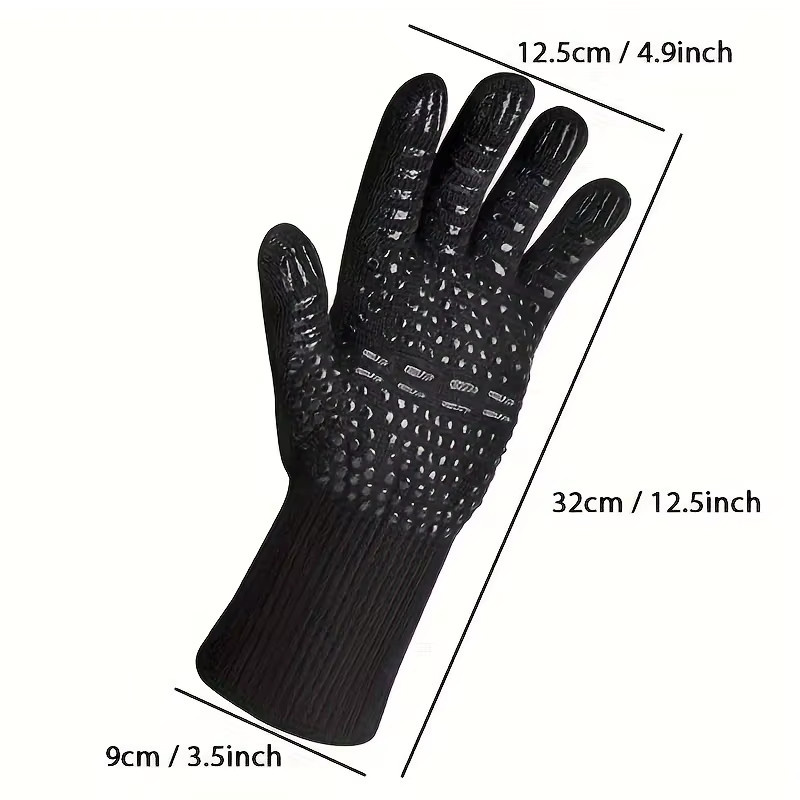 Hitzebeständige Silikon-Ofenhandschuhe in Schwarz für Grillen, Kochen und Backen, B/T/H: 32,0 x 12,5 cm - Bild 5