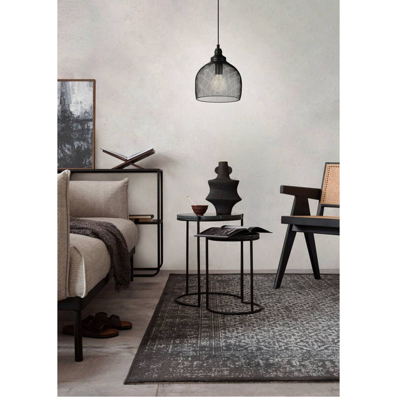 Eglo Pendelleuchte Straiton in Schwarz aus Metall mit modernem Design, E27, B/T/H: 28 x 28 x 110 cm - Bild 3
