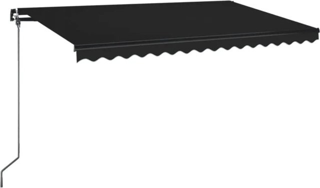 Furnicato Markise manuell einziehbar aus Aluminium und Polyestergewebe, Farbe: Anthrazit, B: 400 cm, H: 350 cm - Bild 1