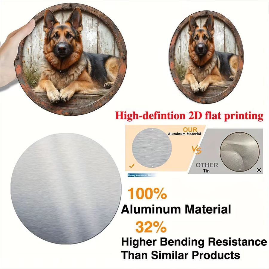 Rundes dekoratives Wandkunst-Schild mit Hundethema von Potdemiel aus Aluminium und Metall - Bild 3