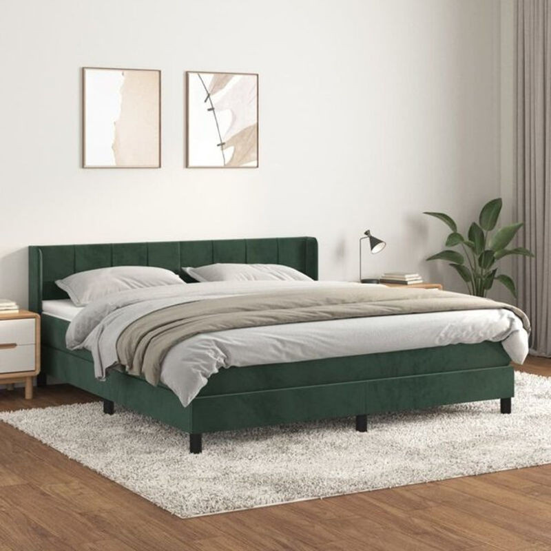 Vidaxl Boxspringbett mit Matratze aus Samt in Grün, B/T/H: 160 x 200 cm - Bild 1