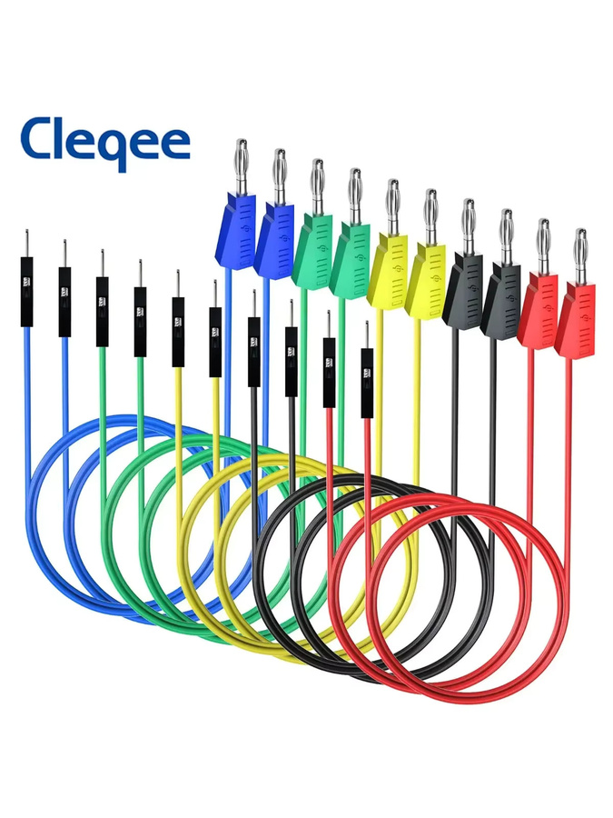 Cleqee P1532 Silikon-Jumperkabel Set mit Dupont-Steckern und stapelbaren Bananensteckern, 10 Stück, Mehrfarbig, 26AWG Draht für Steckbrett und Elektronik DIY - Bild 3