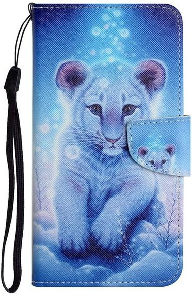 Lederhülle mit Katze und Schmetterling für Samsung Galaxy S21 Ultra S20 FE S10 S9 S8 Plus als Flip Wallet Cover in Blau - Bild 1