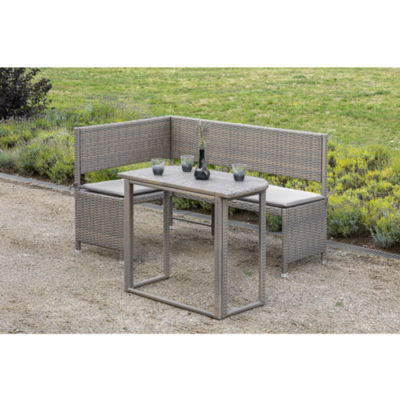 Merxx Eckbank Set mit Klappentisch in Beige und Braun mit Stahlgestell für Garten und Balkon - Bild 2