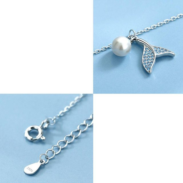 Halskette 925 Silber, Meerjungfrauenschwanz-Fisch-Charm, Zirkonia, Damen - Bild 1