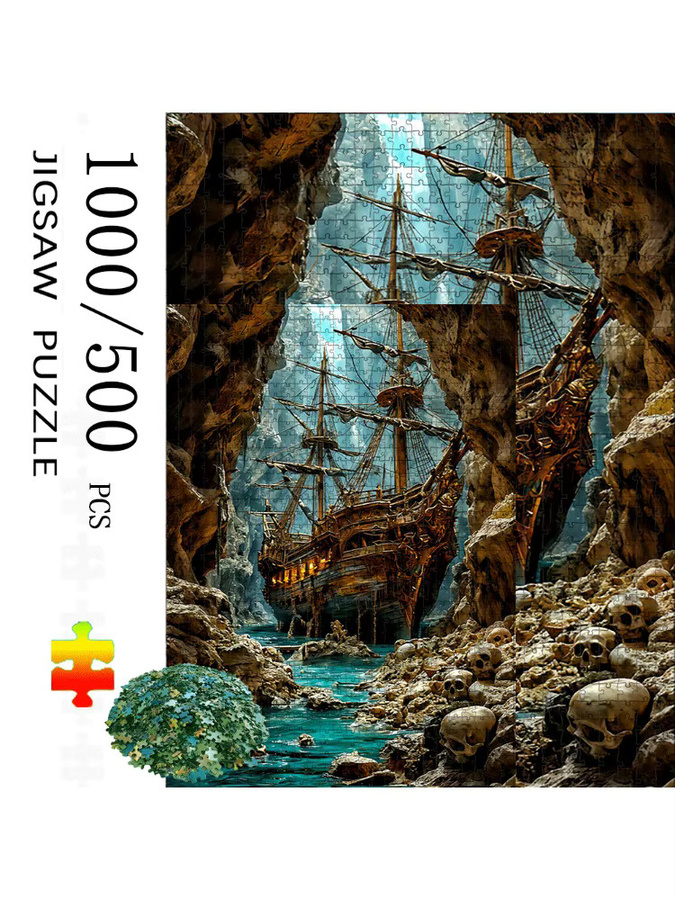 AZNM Piraten Piratenschiff, Höhle, Totenkopf und Schatz, DIY Brain Teaser - Bild 6