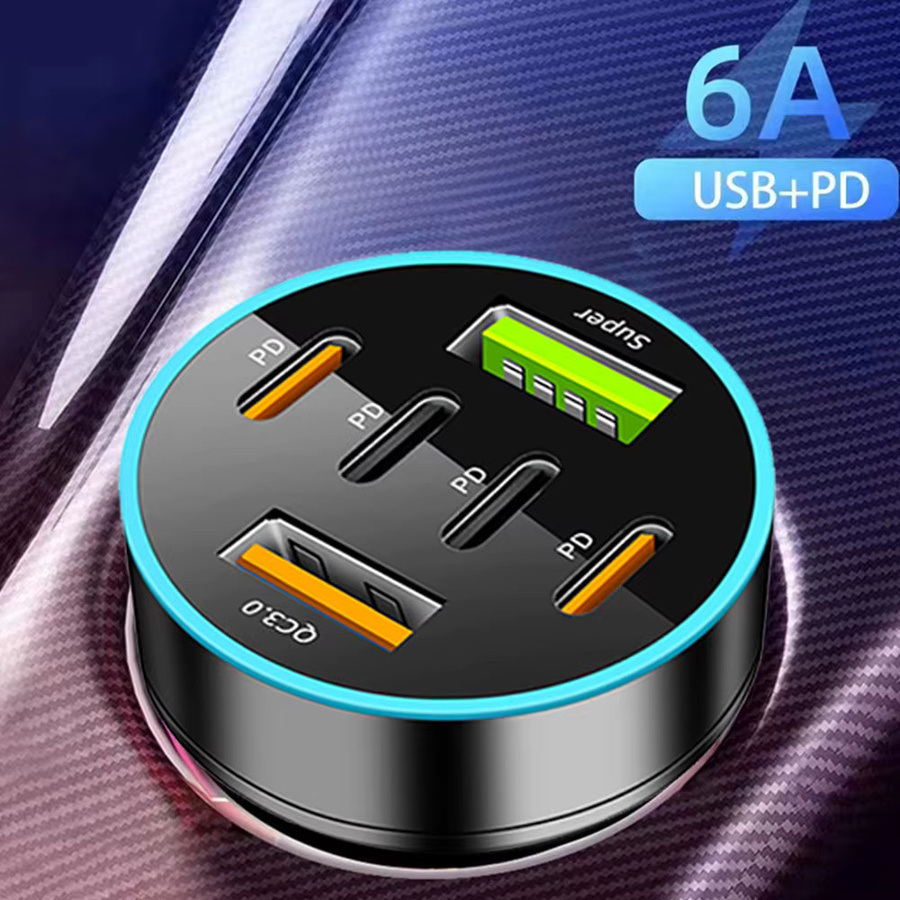 Kebidumei Auto Ladegerät mit 250W und 3 USB-Ports inklusive USB-C PD QC 3.0 Schnellladegerät in Schwarz für iPhone Samsung Huawei Xiaomi - Bild 3