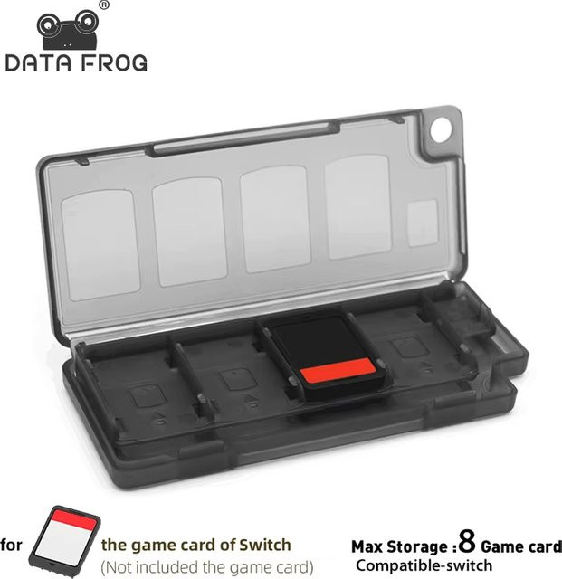DATA FROG 8-in-1 tragbares Spielkartenetui für Nintendo Switch in Weiß und Transparent - Bild 1