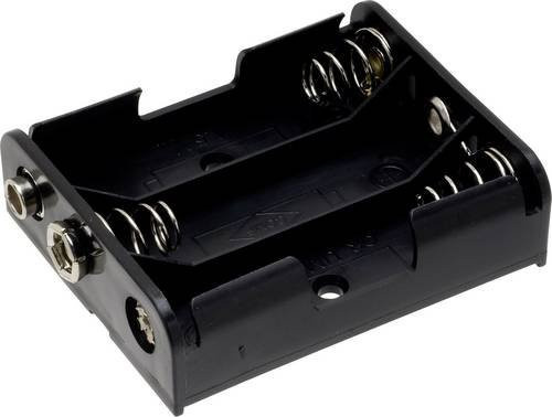 TRU COMPONENTS BH-331B Batteriehalter für 3x Mignon AA Batterien mit Druckknopfanschluss in Schwarz - Bild 1
