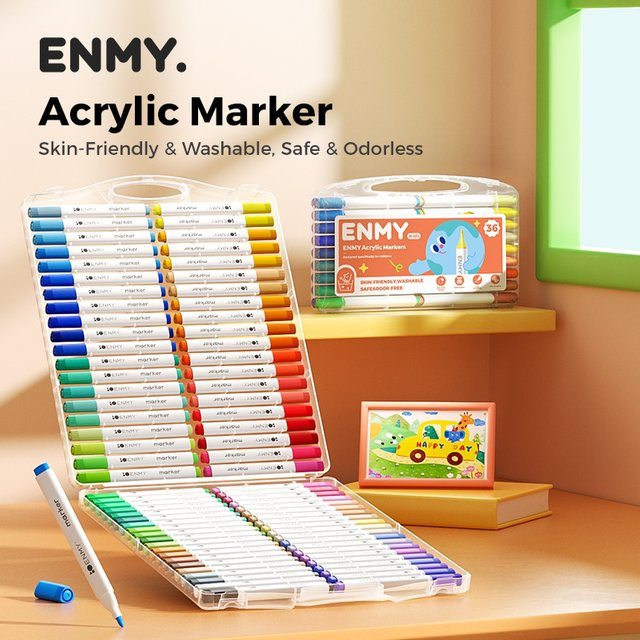 Enmy Acrylmarker Set in Multicolour für Graffiti und Malerei mit Pinselspitze - Bild 1