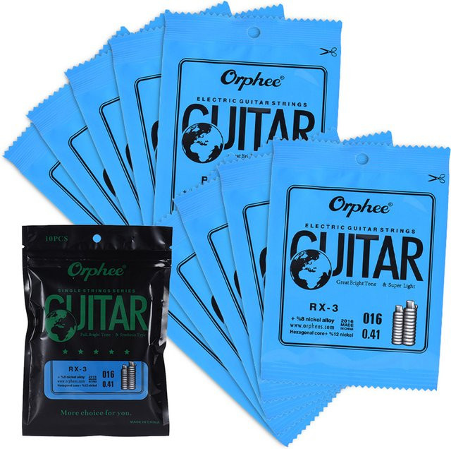 Orphee RX-3 Single-Saite Ersatz für E-Gitarre 3. G-Saite .016 Nickel-Legierung 10er Pack - Bild 1