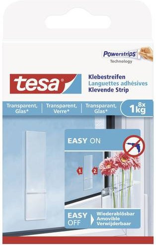 Tesa Klebestreifen transparent für Glas und transparente Oberflächen, 8 Stück - Bild 1