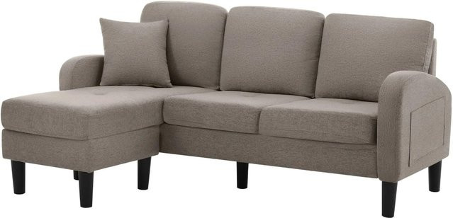 Merax Ecksofa L-Form aus Leinenstoff in modernem Design, Breite: 166 cm, Tiefe: 118 cm, Höhe: 77 cm - Bild 1