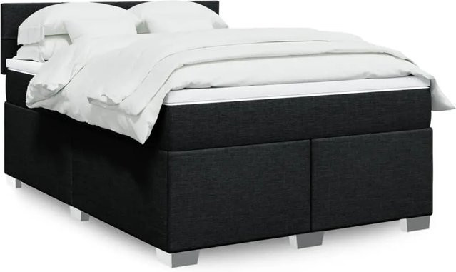vidaXL Boxspringbett mit Matratze Schwarz B/T/H: 140 x 190 x 100,5 cm mit USB-Anschluss und Unterbettbeleuchtung - Bild 1
