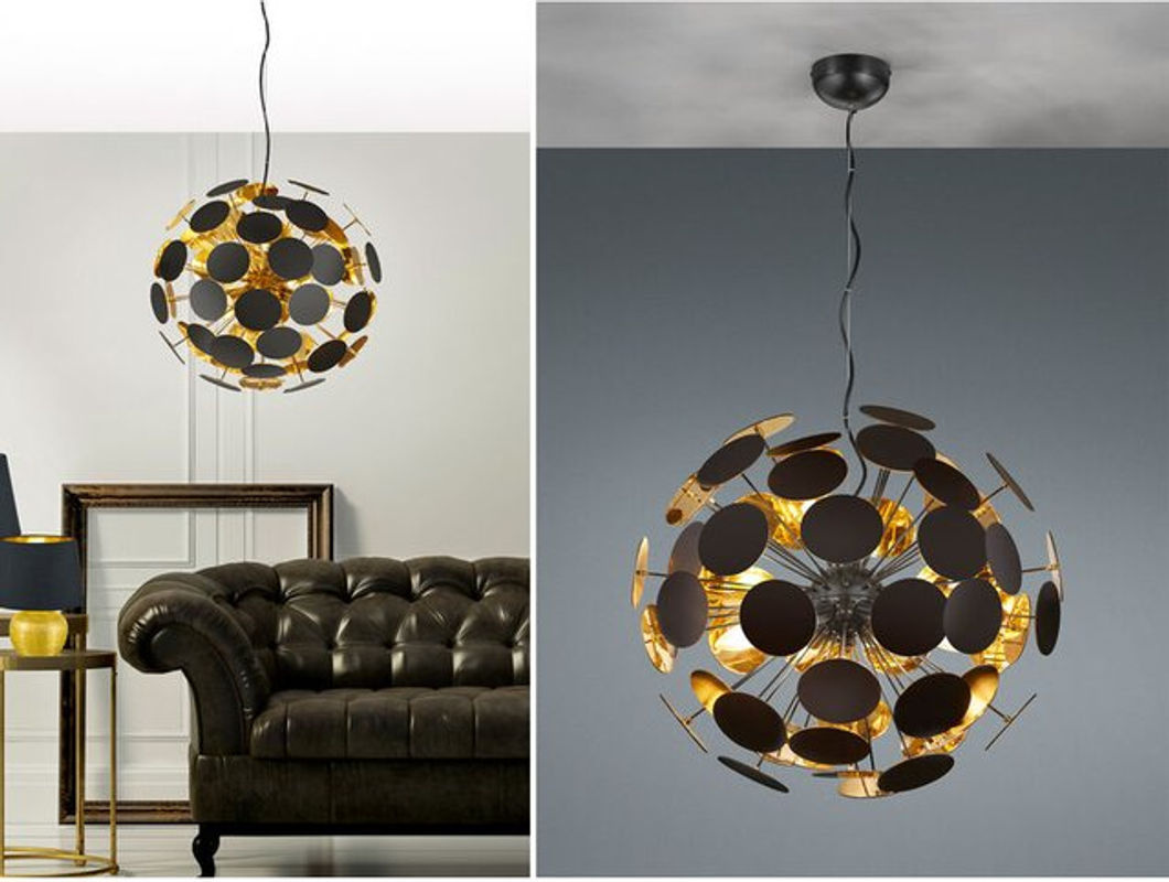 Trio Pendelleuchte Discalgo Schwarz-Gold modern rund - Bild 5