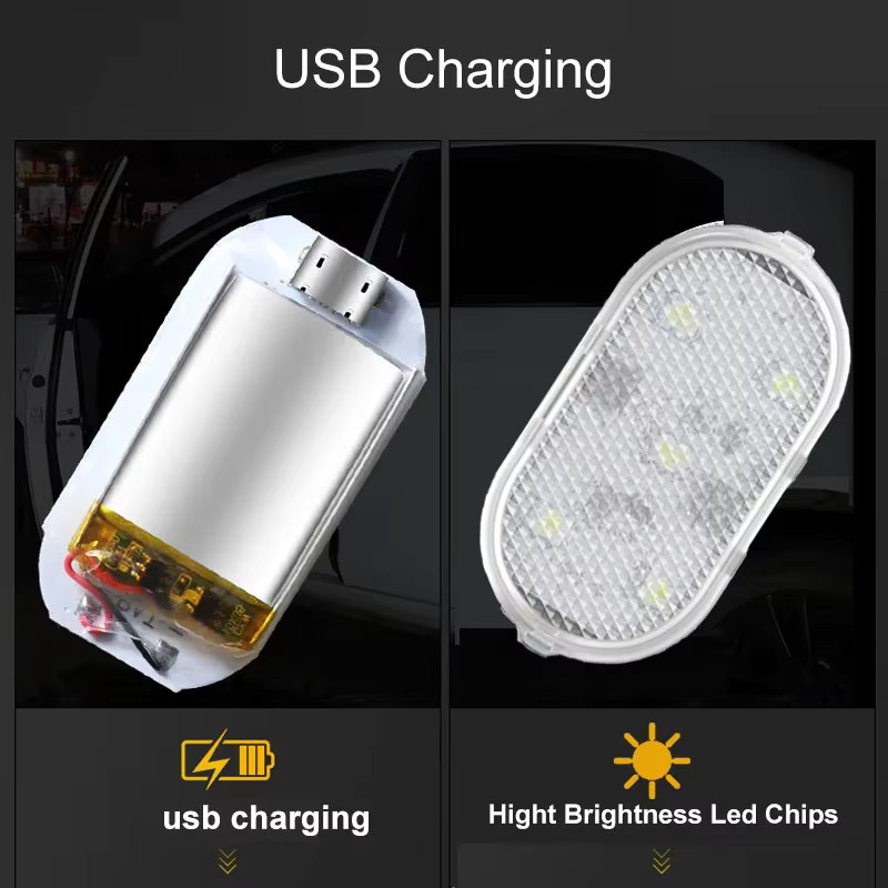 2er-Pack USB-aufladbare LED Auto-Türbeleuchtung mit Magnet und Schalter in Weiß - Bild 4