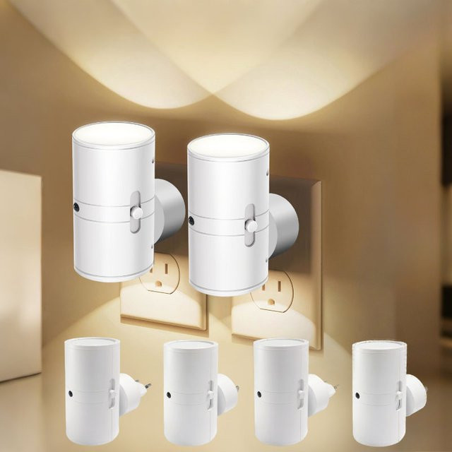 Modernes LED-Nachtlicht zum Einstecken in Weiß mit Lichtsensor, dimmbar und 3 Farbtemperaturen für Badezimmer, Flur, Schlafzimmer und Treppen - Bild 1