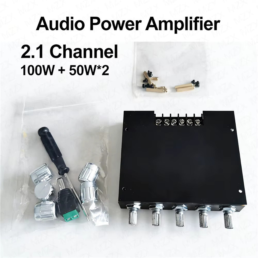 MZX Bluetooth Audio-Leistungsverstärker 2.1 Kanäle mit 100W Stereo-Verstärker und Subwoofer-Anschluss in Schwarz - Bild 2